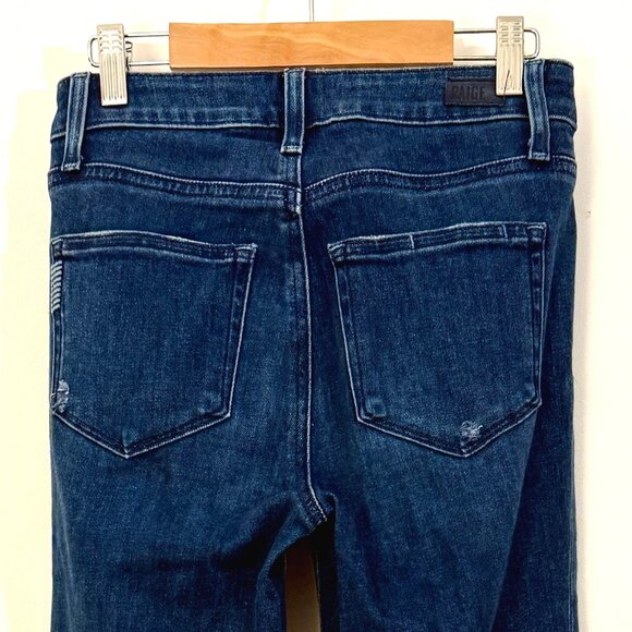 Paige Premium Denim High Rise Laurel Canyon Jeans — Dark Wash Slit Flare (W 24) - Picture 8 of 8